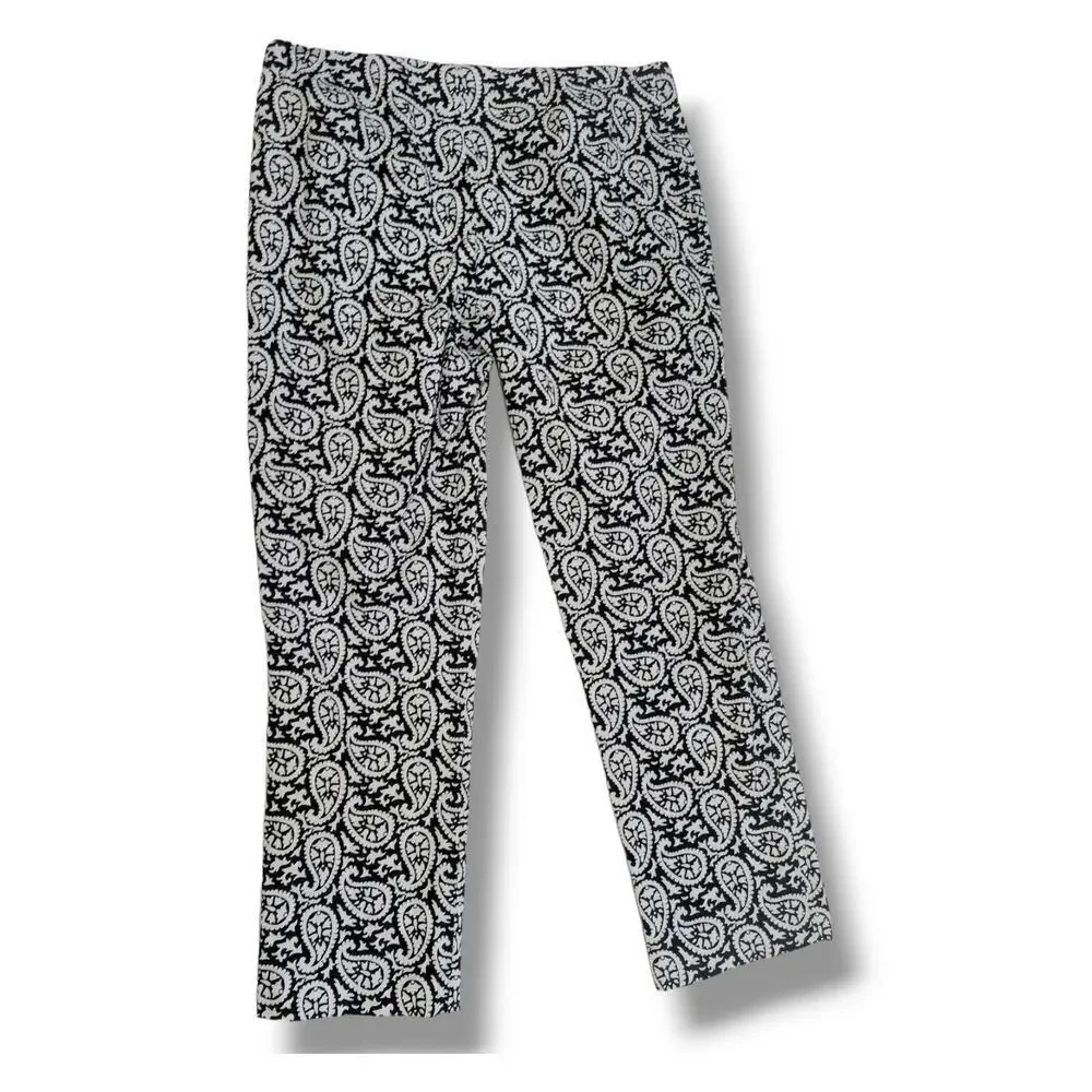 Michael Kors women's black & white paisley Capri pants - size 4